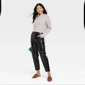 a new day Black Faux Leather Crop Pants